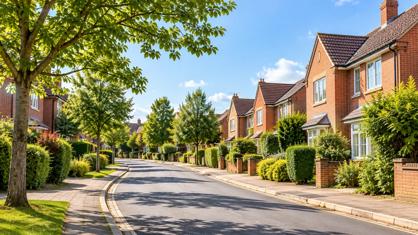 Illustrative leafy residential street